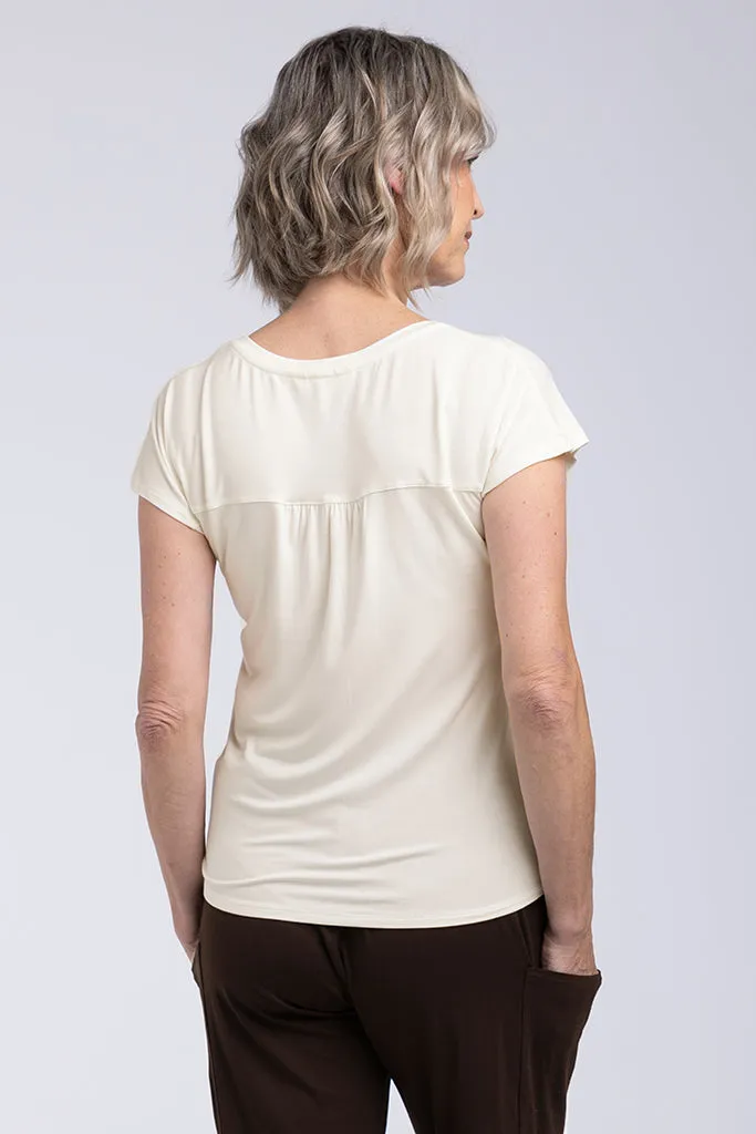 Belle V Neck Tee - Ivory