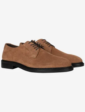 Bidford Suede Low Lace Shoe-Cognac