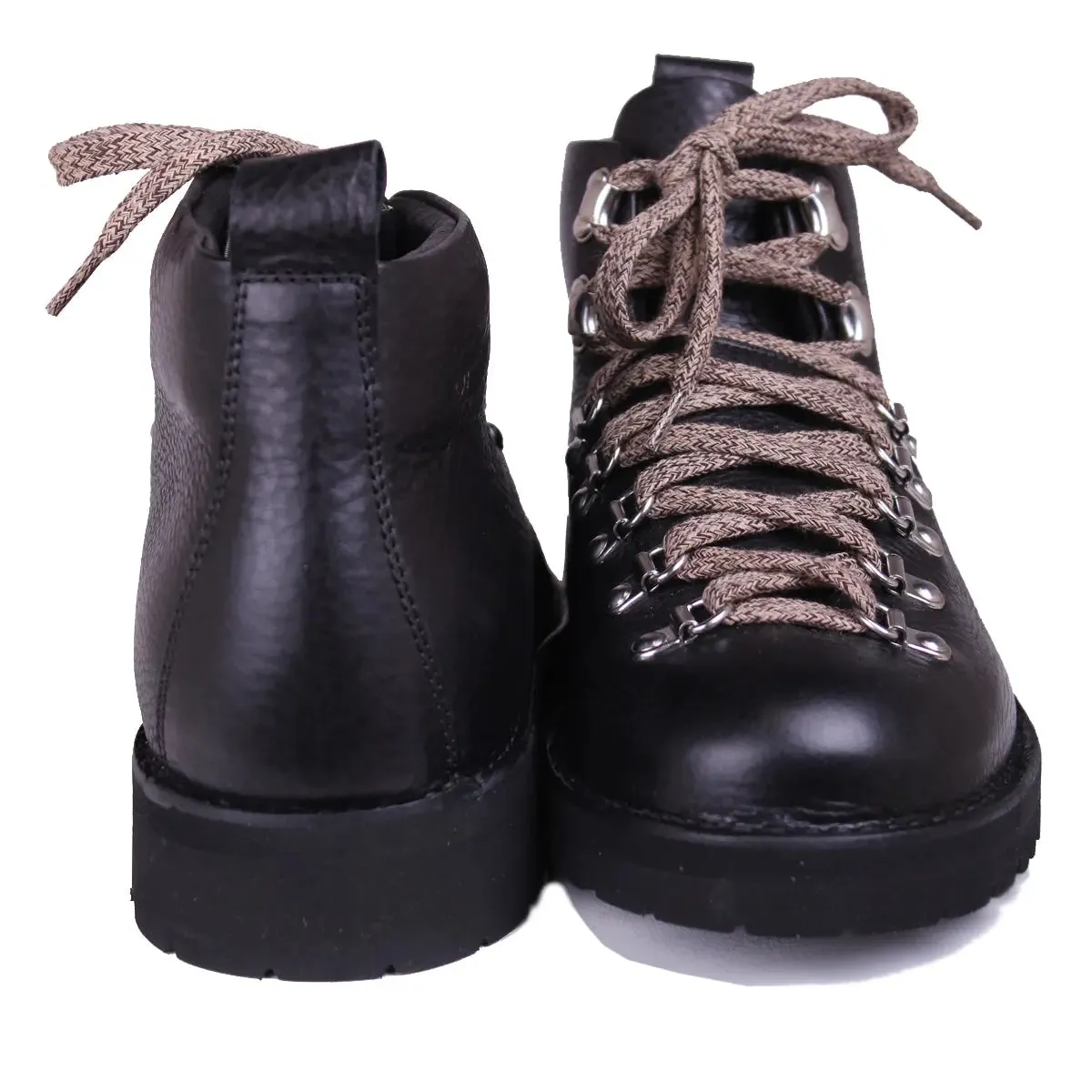 Black Leather M120 Handmade Fur Lined Boots