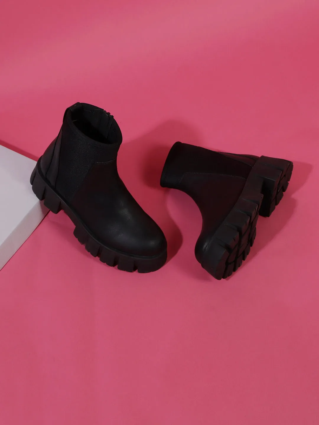 Black PU Block Ankle Boots (TC-ST-1292-BLKPU)