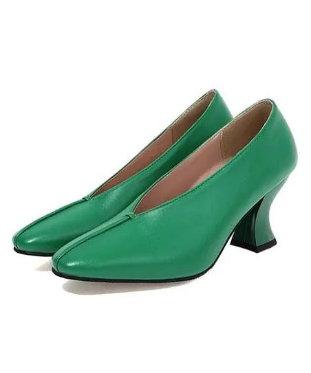 Butiti Women's Green Flare-Heel Pump