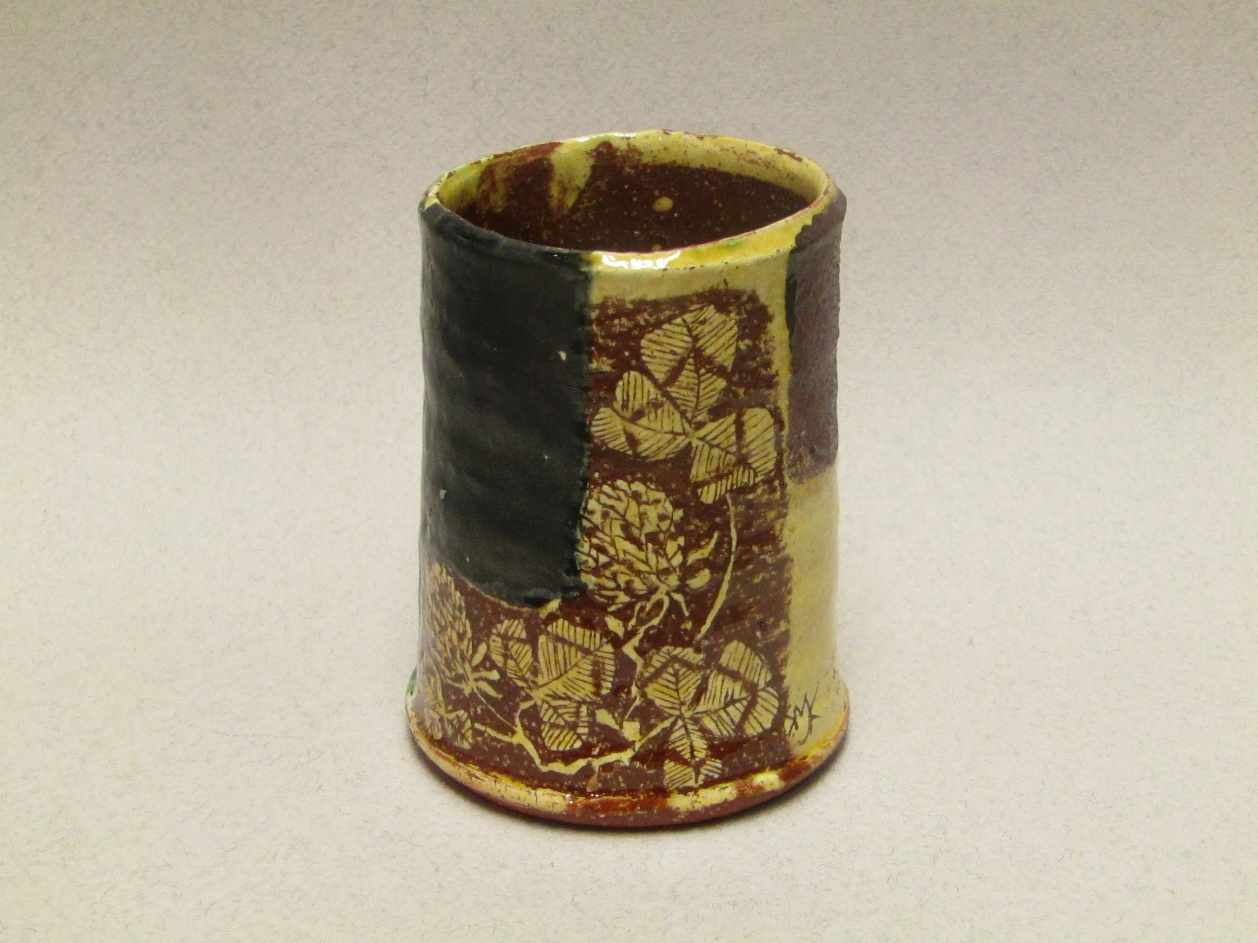 Ceramic Cylinder Pot with Sgraffito by Mary Johnson.