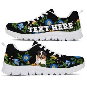 Custom Name Aussie Sneaker, Aussie Colorful Floral Flower Dog Lovers Sneakers Gym Running Shoes, Best Running Shoes