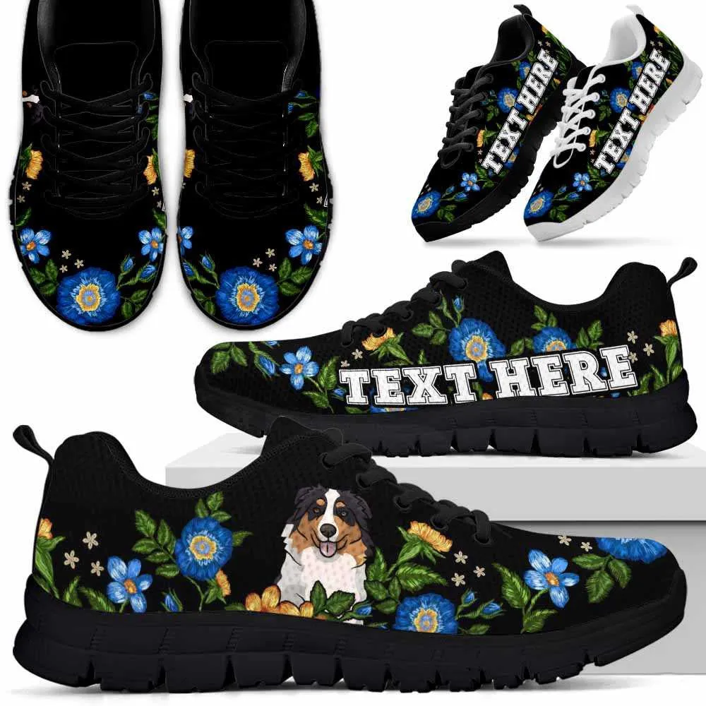 Custom Name Aussie Sneaker, Aussie Colorful Floral Flower Dog Lovers Sneakers Gym Running Shoes, Best Running Shoes