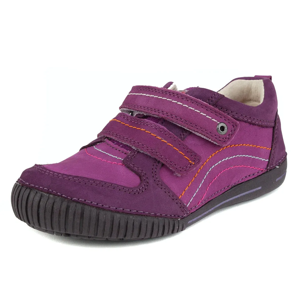 D.D. Step Little/Big Kid Girl Double Strap Shoes Purple - Supportive Leather From Europe Kids Orthopedic