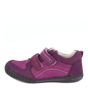 D.D. Step Little/Big Kid Girl Double Strap Shoes Purple - Supportive Leather From Europe Kids Orthopedic