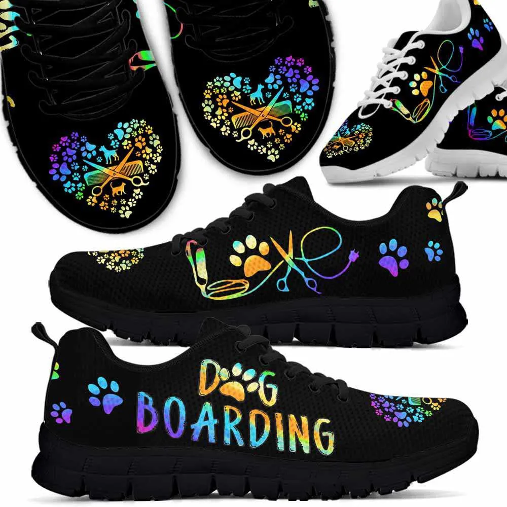 Dog Boarding Love Heart Sneakers Shoes, Dog Print Shoes, Best Running Shoes, Unique Gifts For Dog Lovers