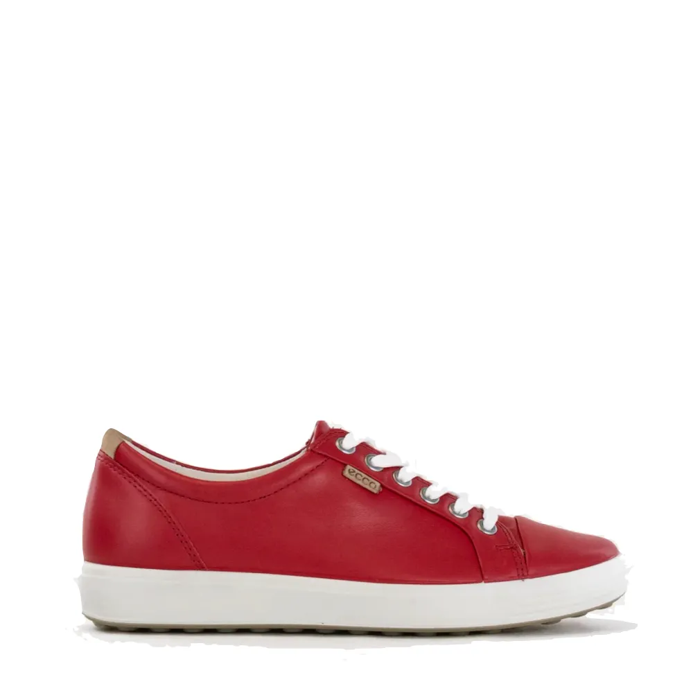 Ecco Women's Soft 7 Leather Lace Sneaker in Chili Red