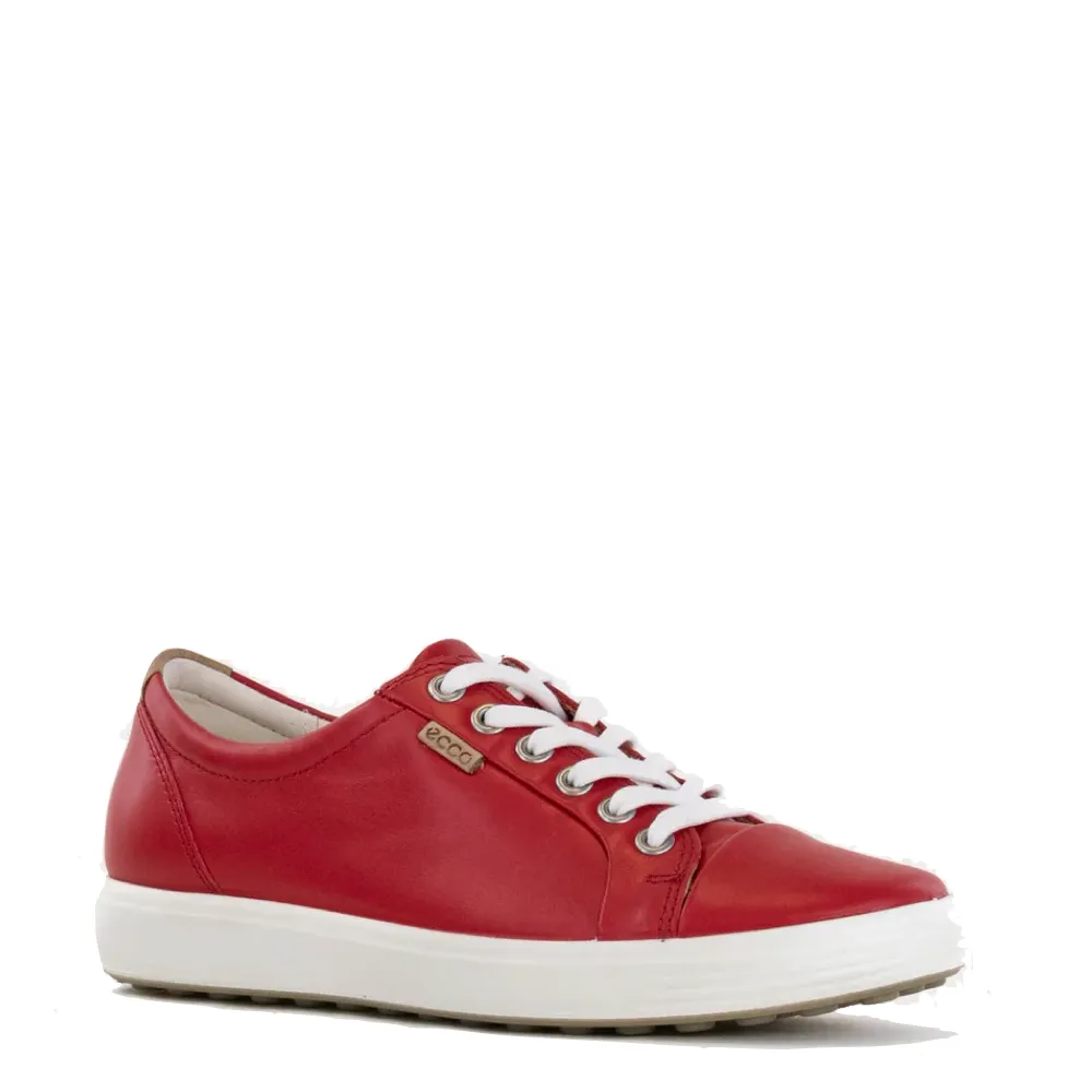 Ecco Women's Soft 7 Leather Lace Sneaker in Chili Red