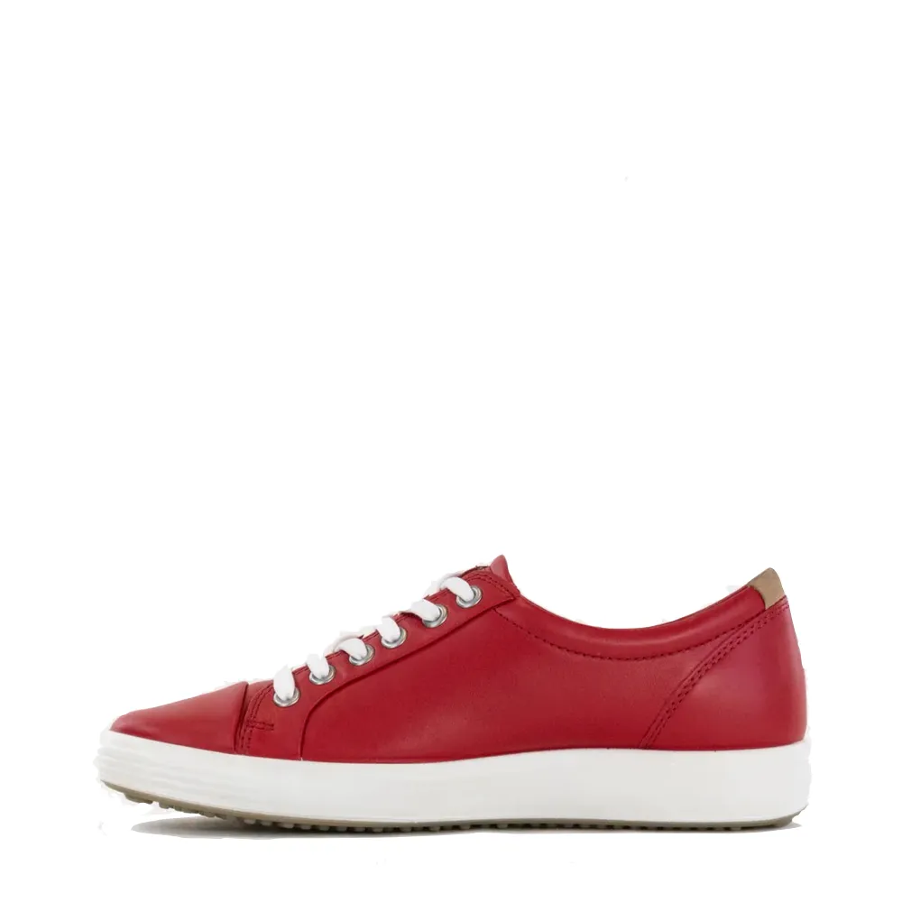 Ecco Women's Soft 7 Leather Lace Sneaker in Chili Red