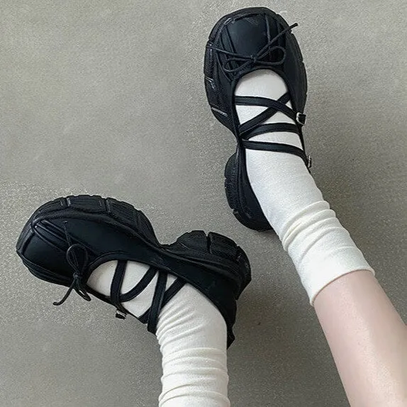 Front Bow Bubble Platform Grunge Sandals