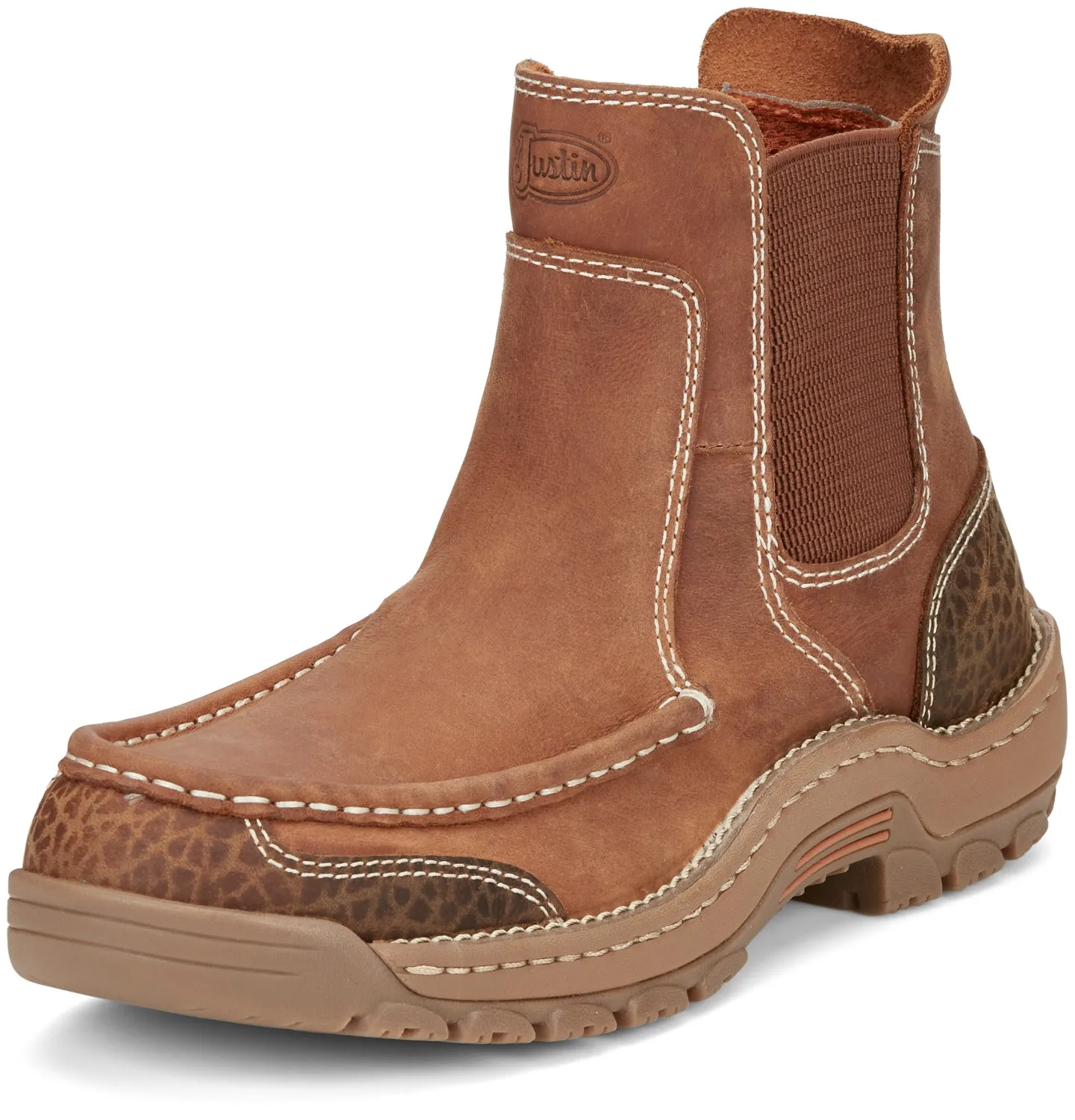 Justin 6in EH Mocc Mens Barley Brown Channing Leather Work Boots