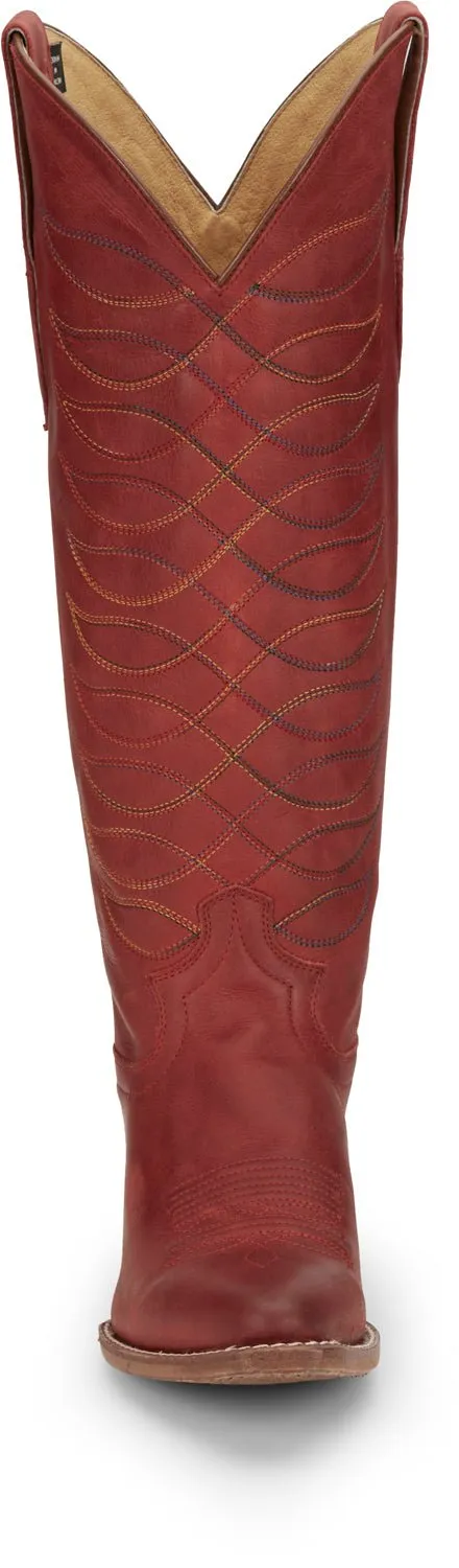 Justin Womens Whitley Red Leather Cowboy Boots