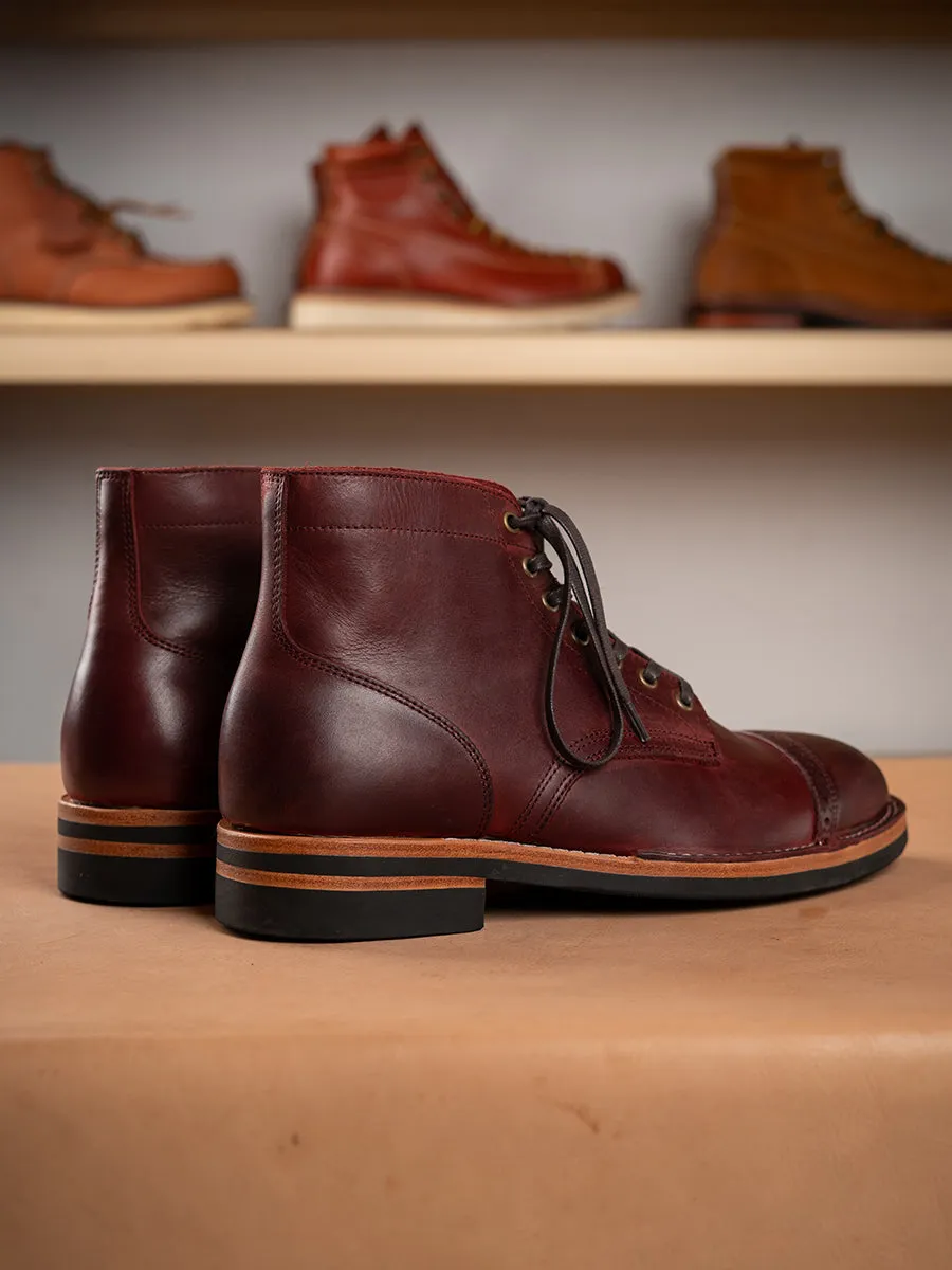 Men's Burgundy Brogue Leather Service Boots