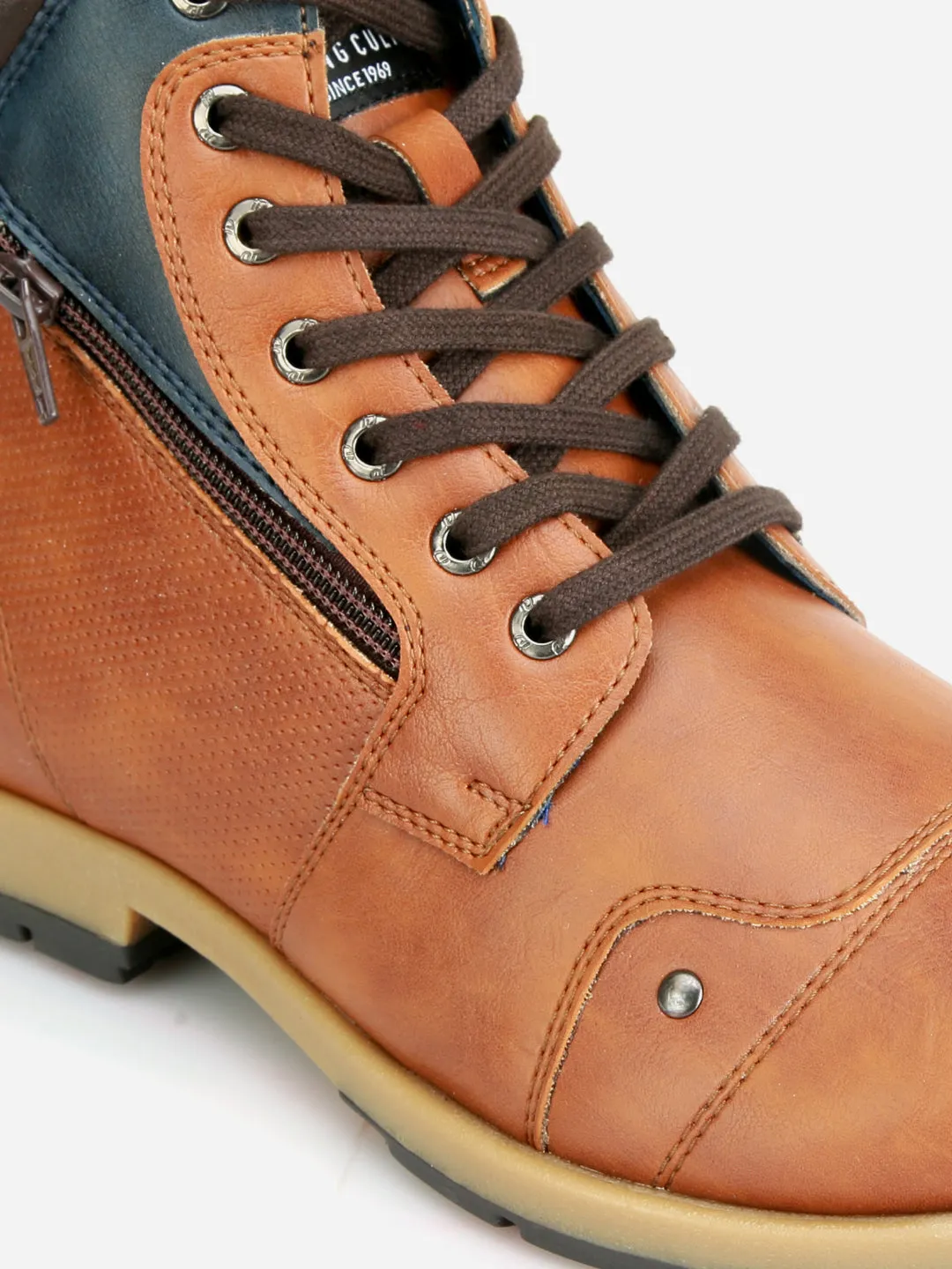 Men's Tan Round Toe High Top Boot (IX1036)