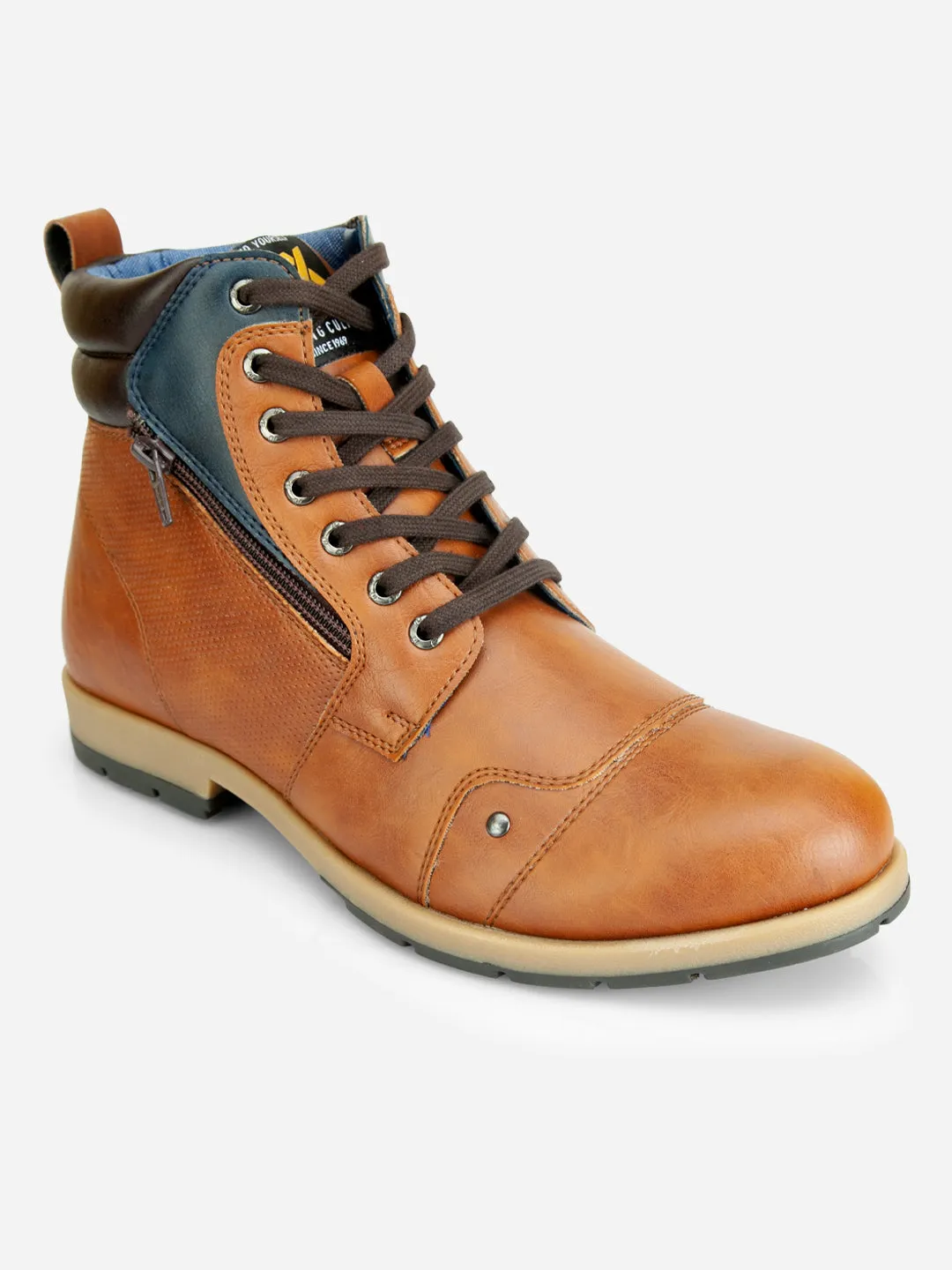 Men's Tan Round Toe High Top Boot (IX1036)