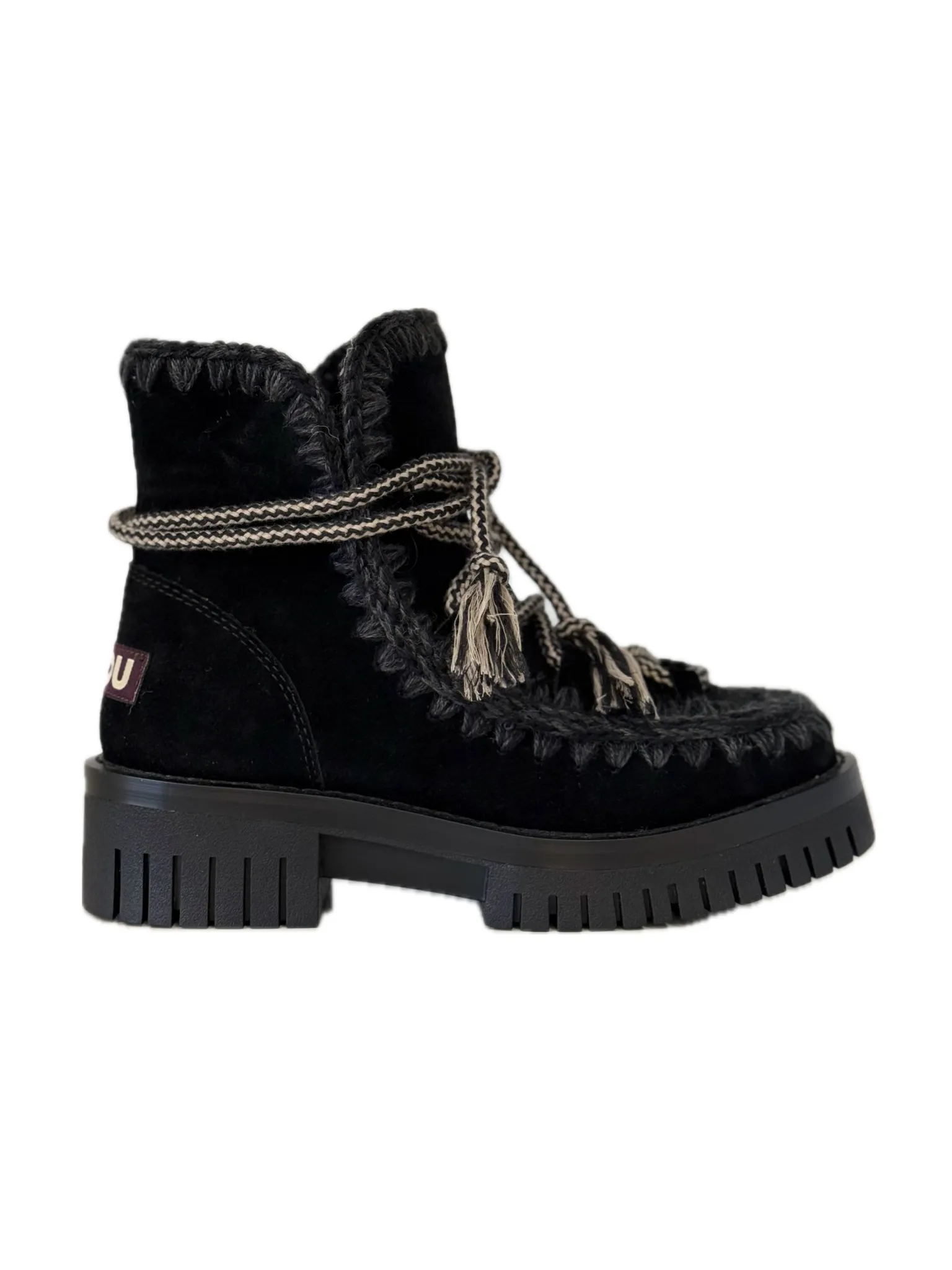 MOU - Eskimo Combat Scoubidoo Lace Up Boot in Black