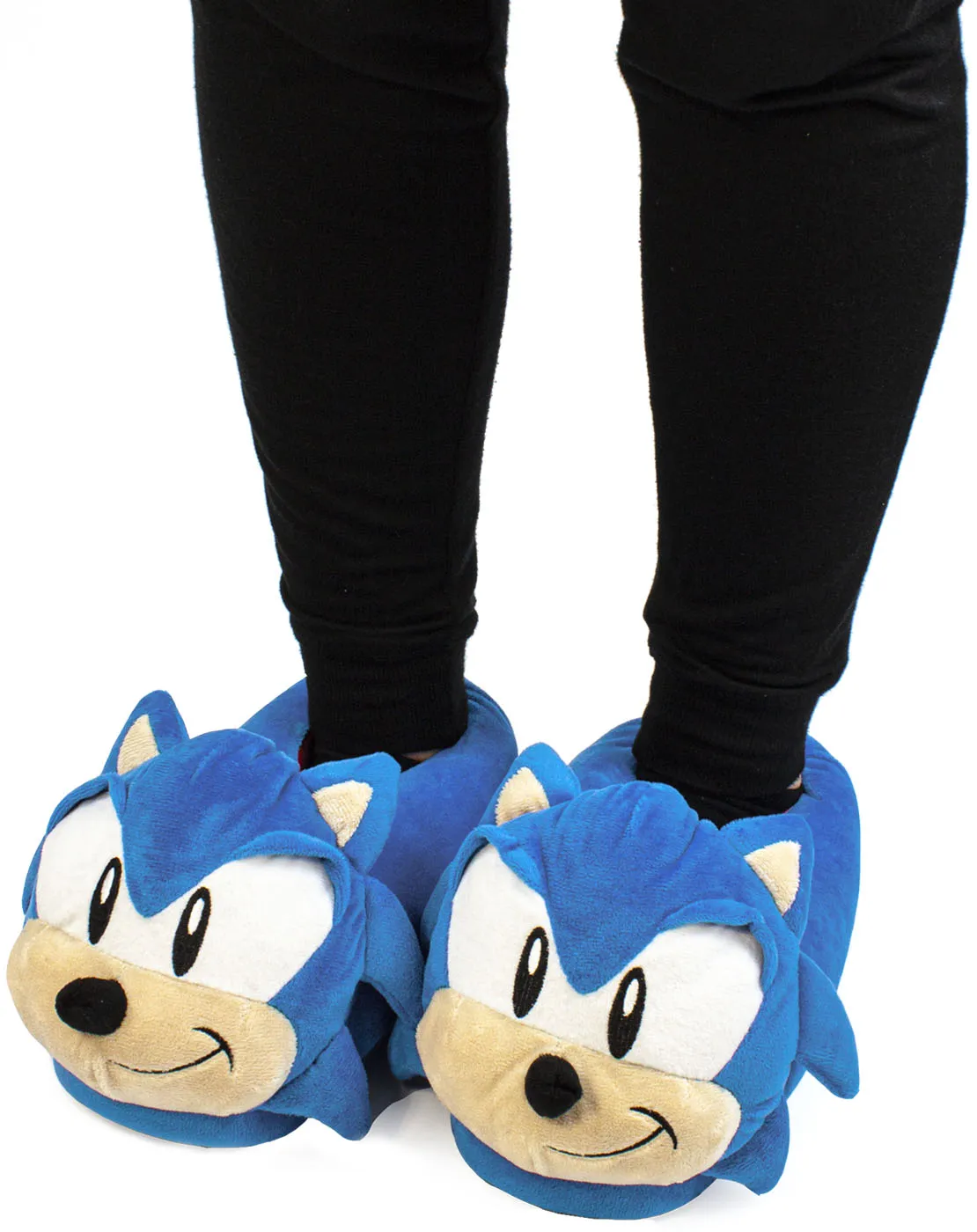 Sonic The Hedgehog 3D Face Men's Character Slippers - Blue