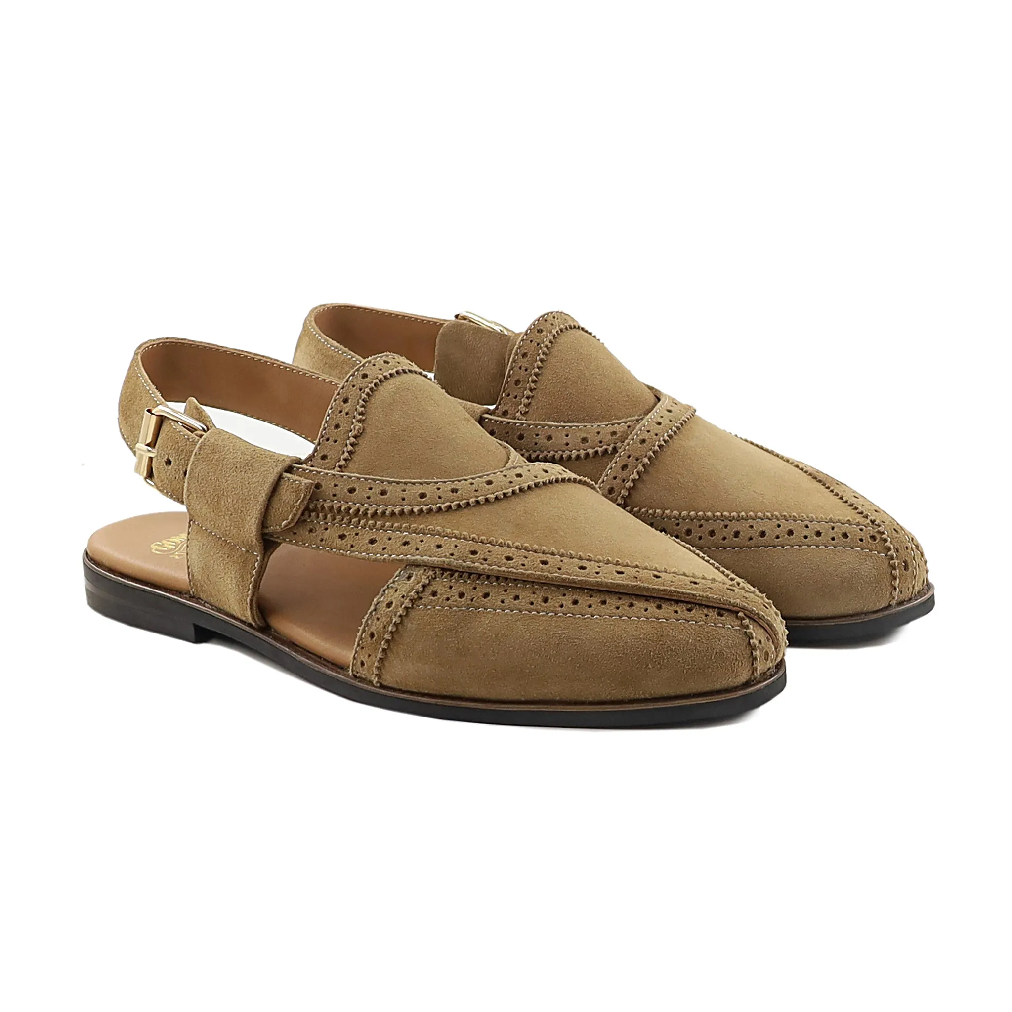 Tupac - Men's Camel Kid Suede Sandal